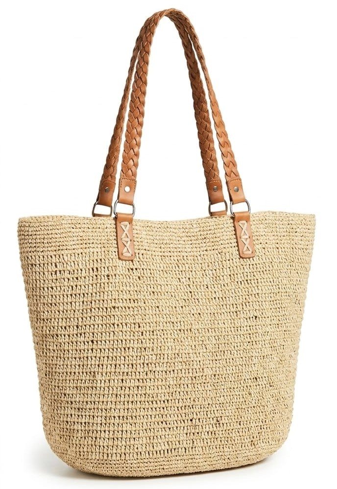Handwoven Natural Raffia Bucket Bag