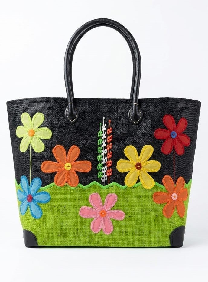 wholesale-floral-black-raban-raffia-market-bag