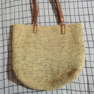 Handwoven Natural Raffia Bucket Bag
