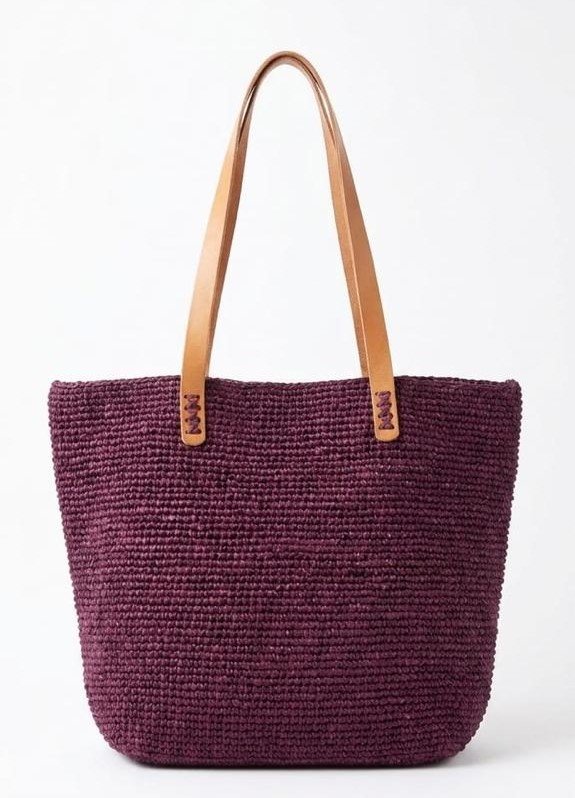 Premium Dyed Raffia Market Tote - Solid Colors purple