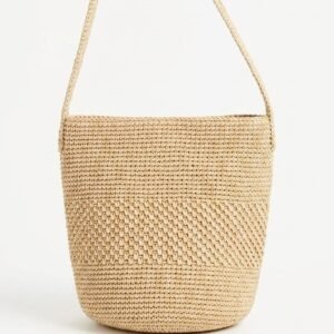 Natural Raffia Shoulder Bucket Bag — Single Strap