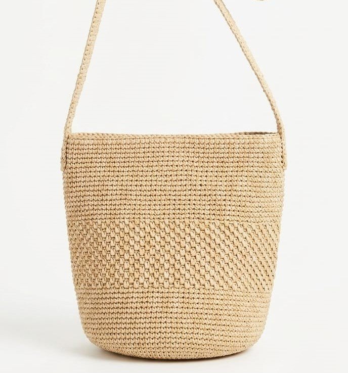 Natural Raffia Shoulder Bucket Bag — Single Strap