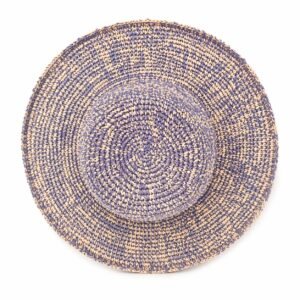 Lavender & Natural Wide Brim Raffia Hat — Spiral Weave