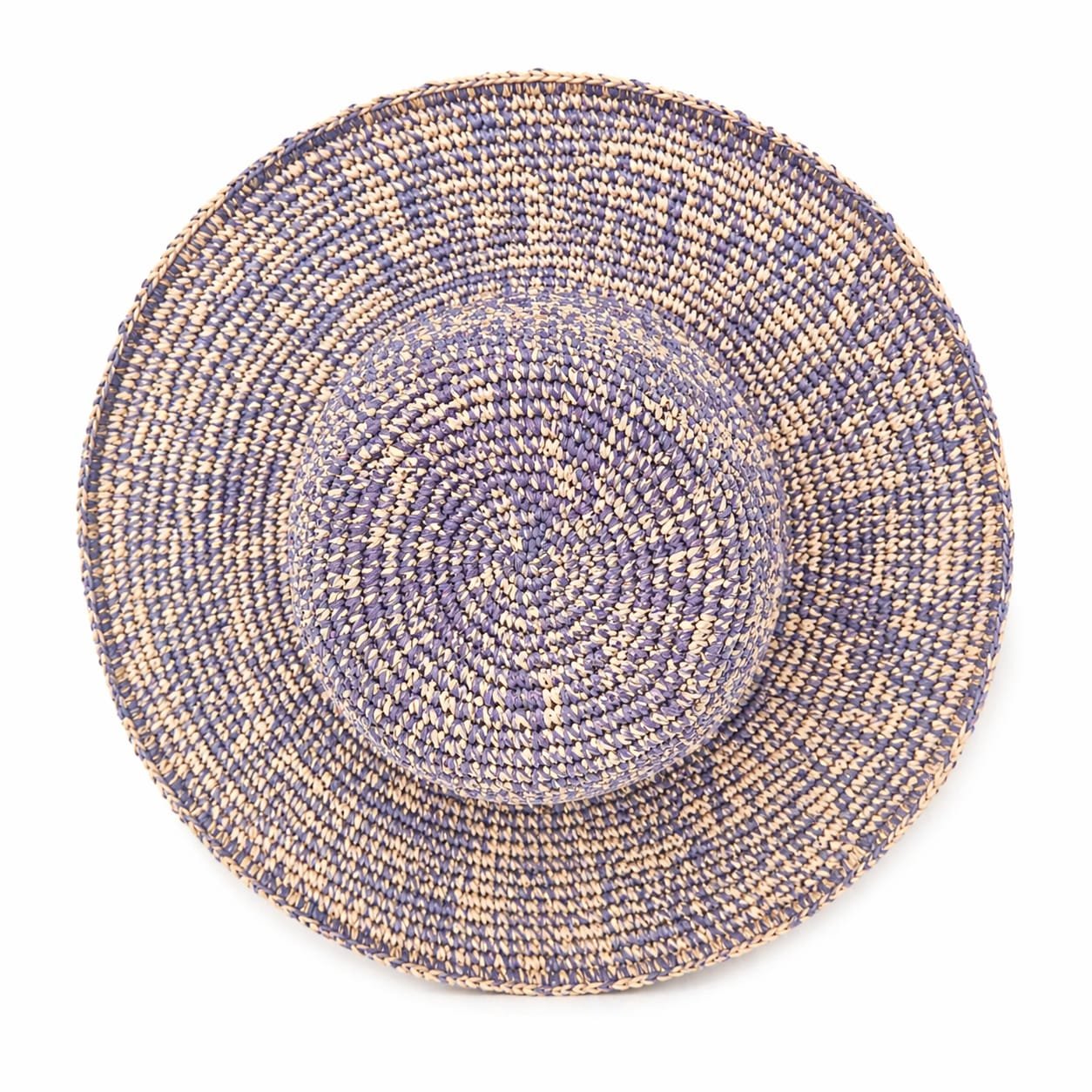 Lavender & Natural Wide Brim Raffia Hat — Spiral Weave
